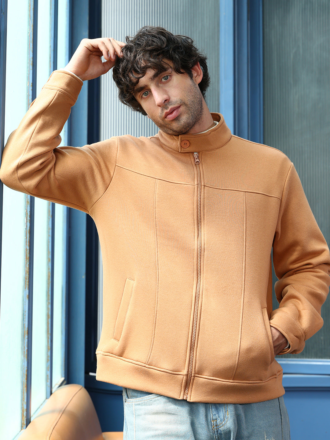 Panel-Stitch Knit Jacket