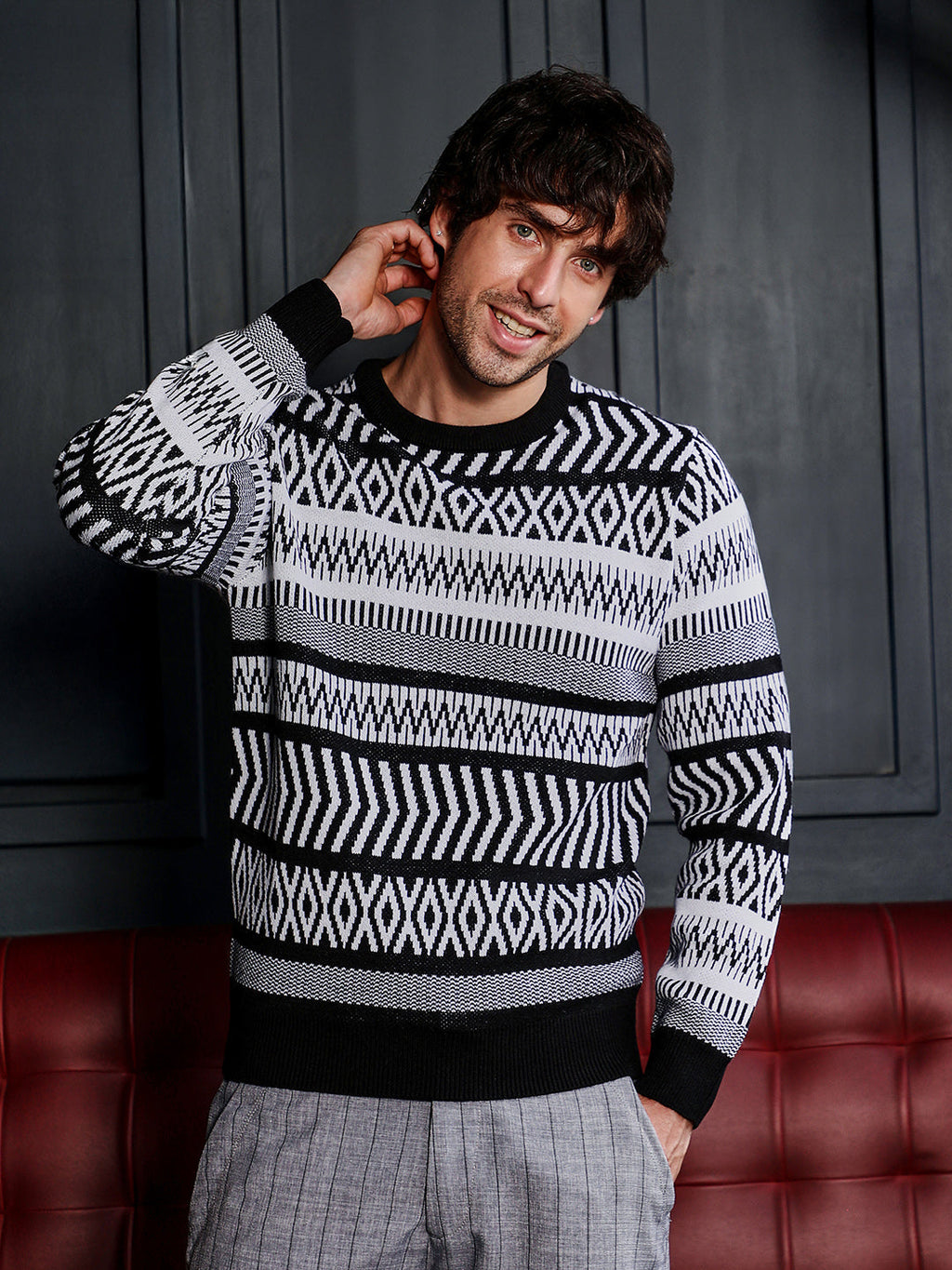 Scandi-Jacquard Pullover Sweater