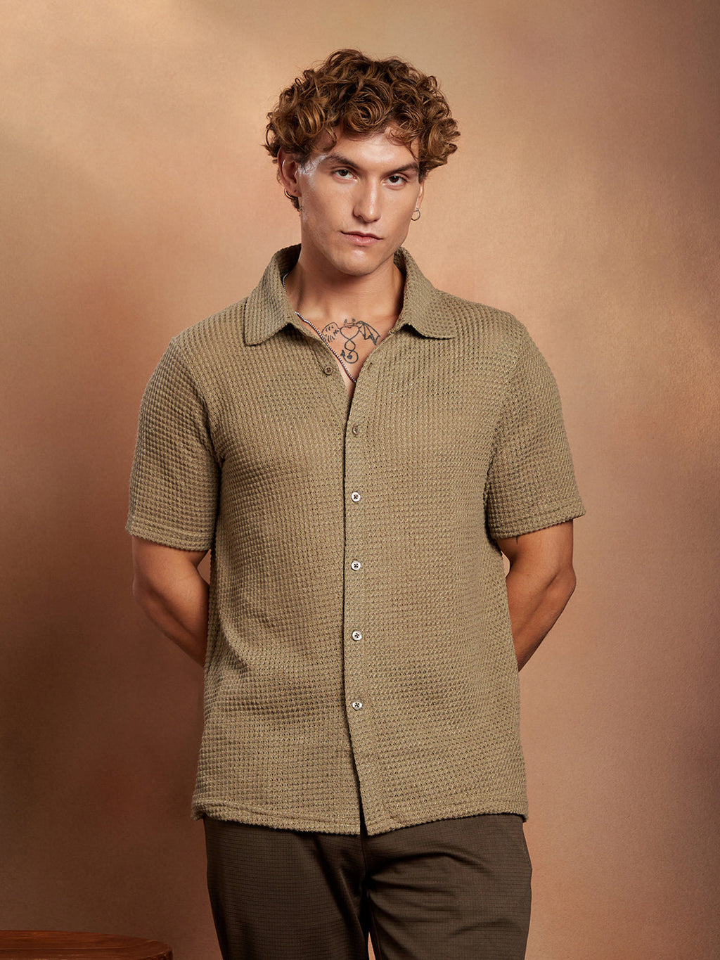 Solid-Knit Oversized Shirt