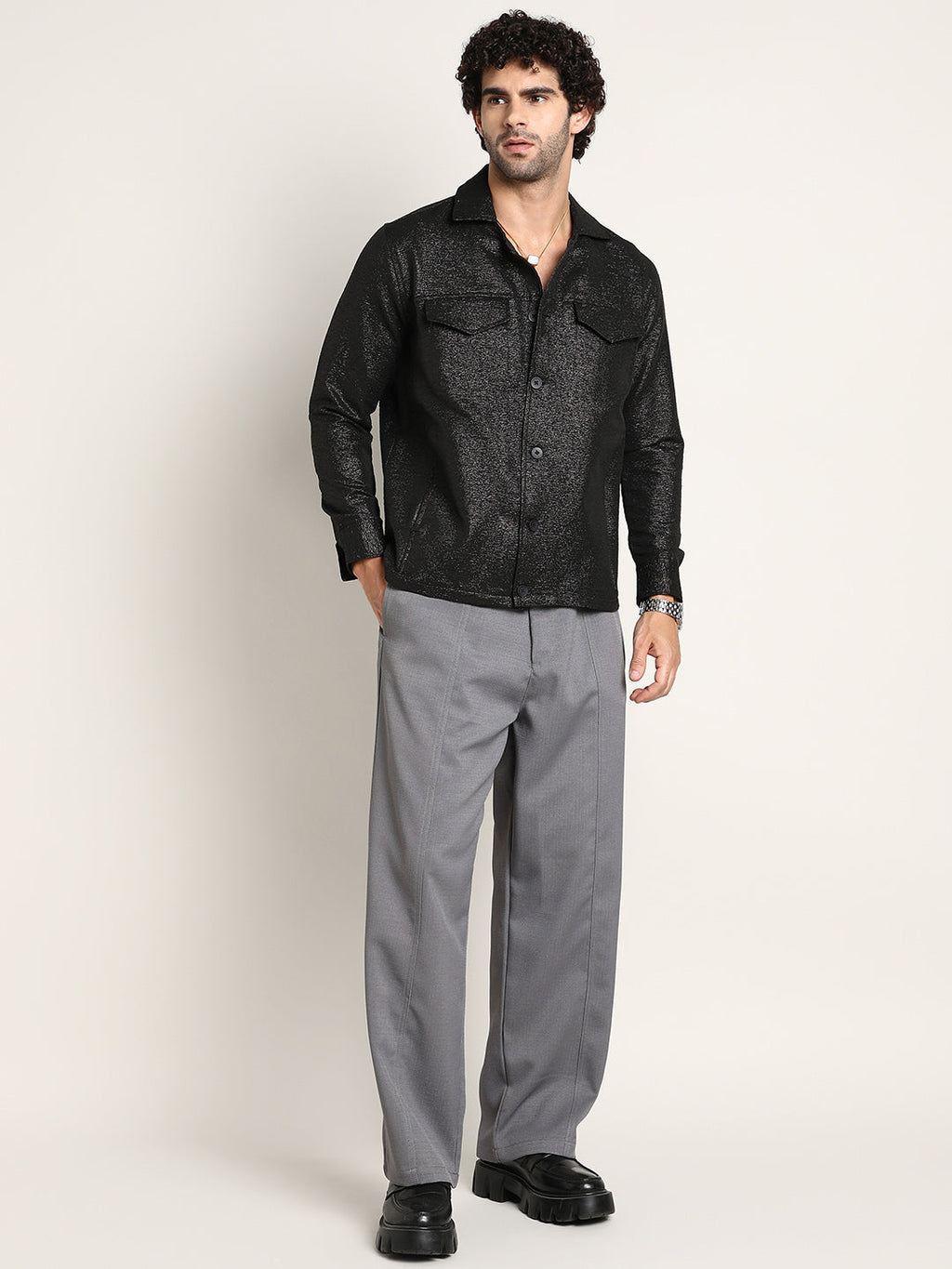Metallic Utility Shacket