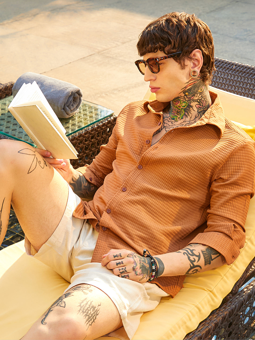Grid-Textured Shirt