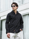 Black Floral Self Design Full Sleeve Shirt