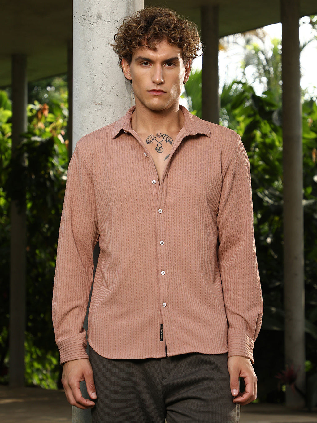 Rope-Striped Tactile Shirt