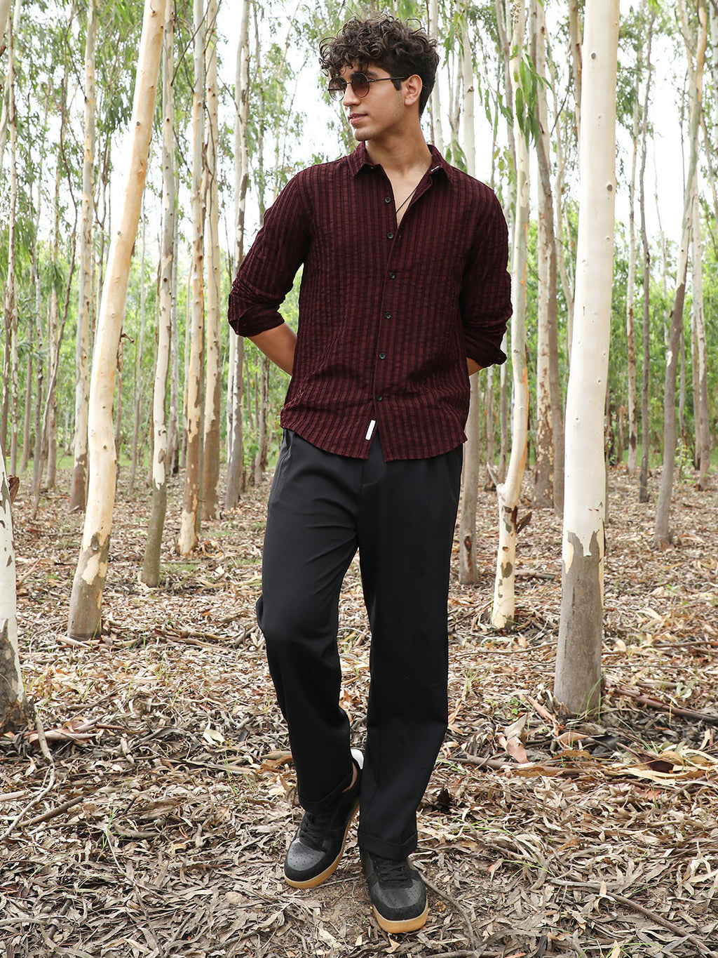 Edgy-Stripe Jacquard Shirt