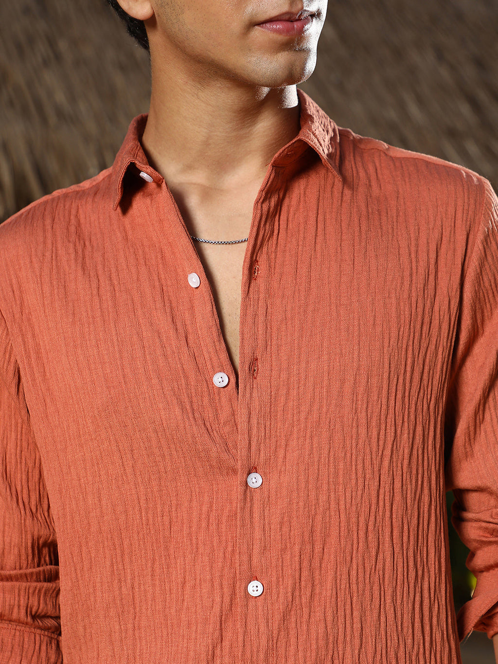 Solid Creased-Tactile Shirt