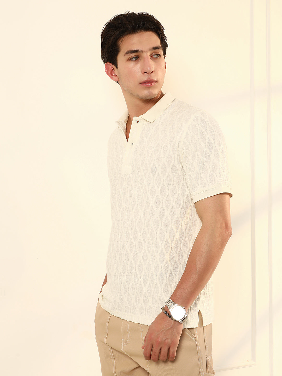 Marquise-Tactile Knit Polo T-Shirt