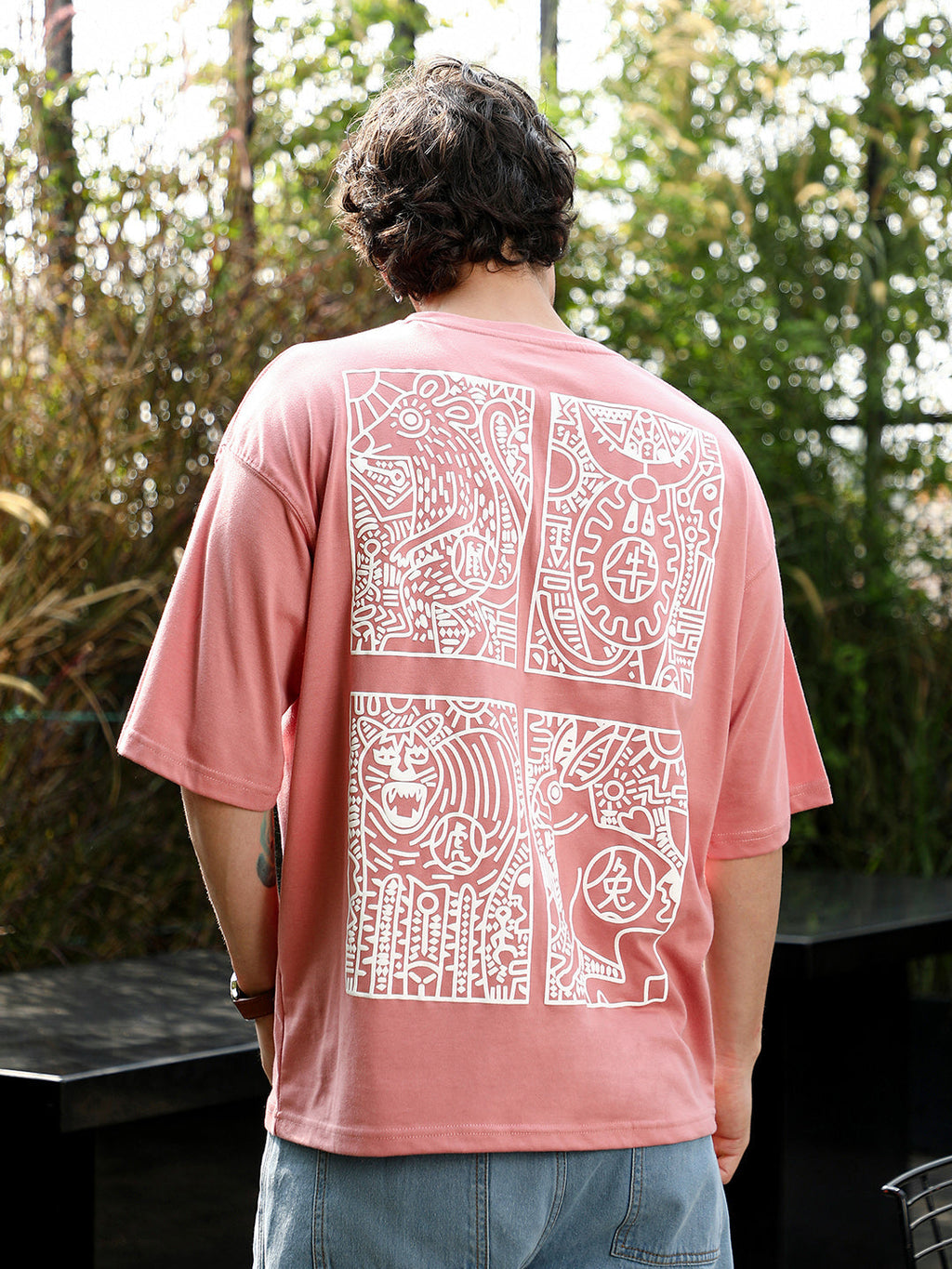 Animal-Farm Imprint Oversized T-Shirt